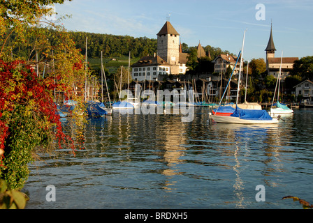 Château de Spiez au bord du lac de Thoune, Suisse Banque D'Images