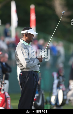 Vijay Singh sur le tee d'entraînement à l'USGA championnat 2009 de l'US Open à Bethpage State Park à Farmingdale, New York Banque D'Images