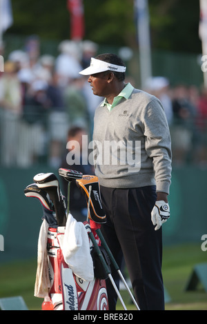 Vijay Singh sur le tee d'entraînement à l'USGA championnat 2009 de l'US Open à Bethpage State Park à Farmingdale, New York Banque D'Images