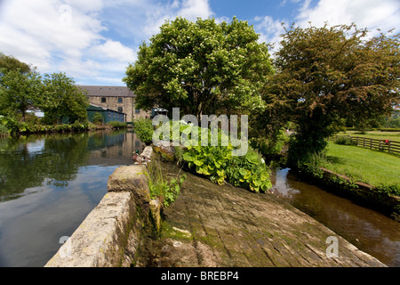 L'usine de Caudwell, Rowsley, un moulin à farine du 19e siècle de travail sur la rivière Wye près de Bakewell dans le Derbyshire Peak District en Angleterre Banque D'Images