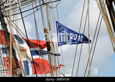 Course des grands voiliers 2010 entre Kristiansand et Hartlepool à bord du Christian Radich Banque D'Images