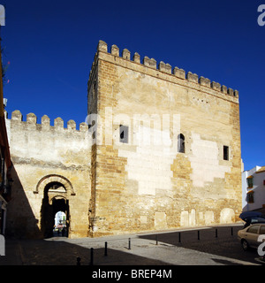 Château (Alcazar) et puerta de Sevilla, Carmona, Province de Séville, Andalousie, Espagne, Europe de l'Ouest. Banque D'Images