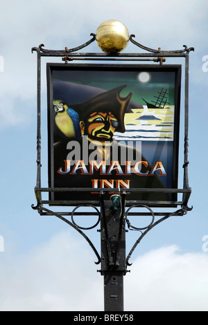 Jamaica Inn enseigne de pub, Bodmin Moor, Cornwall, Angleterre du Sud, Grande-Bretagne, Europe Banque D'Images