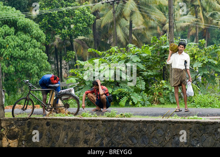 Une scène à Thalayolaparambu, Kerala, Banque D'Images