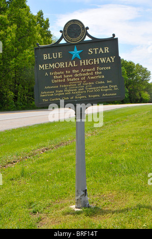 Blue Star Memorial Highway Sign Northwest Arkansas Banque D'Images