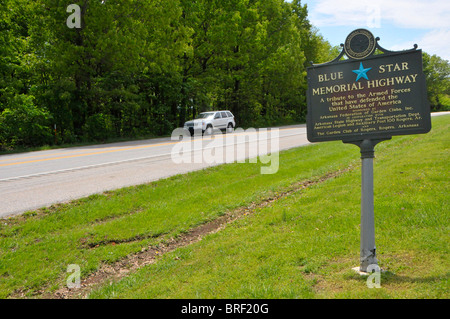 Blue Star Memorial Highway Sign Northwest Arkansas Banque D'Images