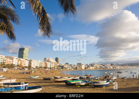 Le sable doré de Las Canteras, à Las Palmas de Gran Canaria, Espagne Banque D'Images