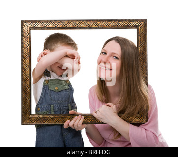 Mère et fils portrait Banque D'Images