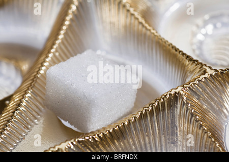 Cube de sucre dans une boîte de chocolat Banque D'Images