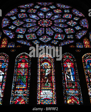 La rose nord de la cathédrale de Chartres France Banque D'Images