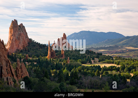 Les clochers de la cathédrale et des Trois Grâces, Le Jardin des Dieux, Colorado Springs, Colorado, États-Unis Banque D'Images