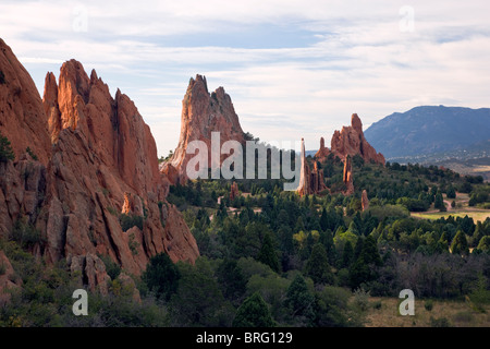 Les clochers de la cathédrale et des Trois Grâces, Le Jardin des Dieux, Colorado Springs, Colorado, États-Unis Banque D'Images