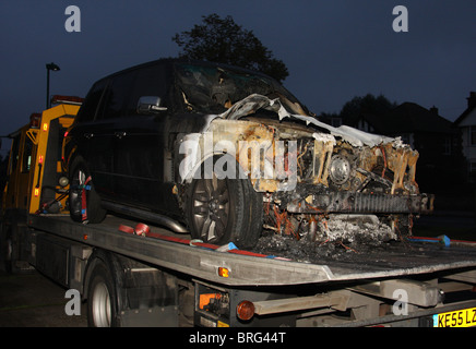 Un accident a endommagé 166 sur un camion de récupération au Royaume-Uni. Banque D'Images