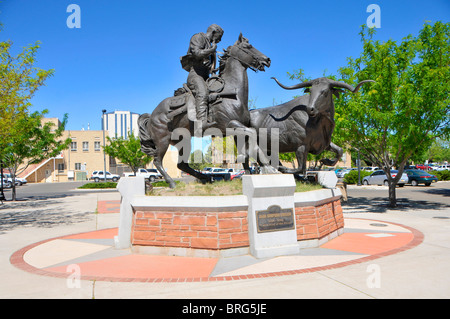 Statue de John Simpson Chisum Roswell au Nouveau Mexique Banque D'Images