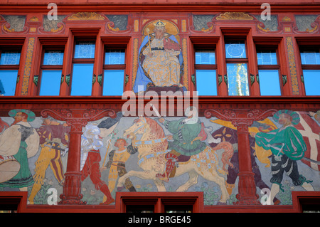 Bâle (Suisse), de la balle. 16thC Rathaus (hôtel de ville). Détail de l'Art Nouveau dans la cour Banque D'Images