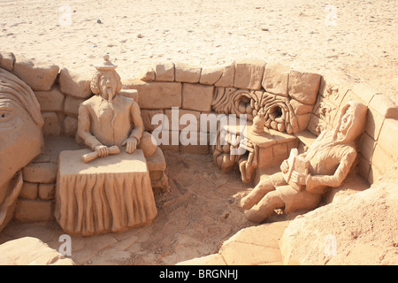 Sculpture de sable sur la plage de fuerteventura canaries Banque D'Images