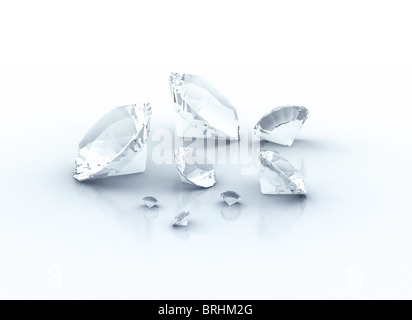 Diamants sur fond blanc Banque D'Images