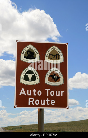La Californie, l'Oregon Trail Trail, mormon pioneer trail, et pony express auto tour route sign Banque D'Images