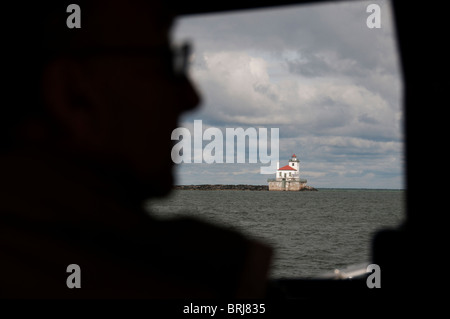 Le port d'Oswego Phare Ouest Pierhead Banque D'Images