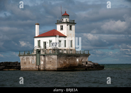 Le port d'Oswego Phare Ouest Pierhead Banque D'Images