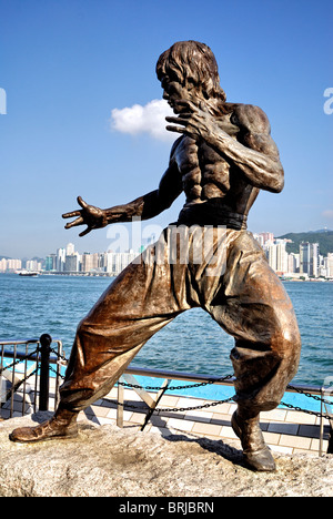 Statue de Bruce Lee sur l'avenue des étoiles,Kowloon Hong Kong, Banque D'Images