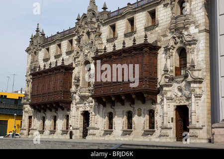 Palais des Archevêques Plaza de Armas Lima Pérou Banque D'Images