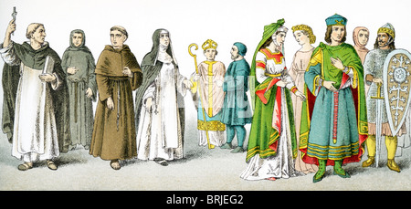 Les chiffres sont : Black friar, Austin friar, Cordelier, République dominicaine, Cardinal, évêque, trois nobles vénitiens, roturier, guerrier. Banque D'Images