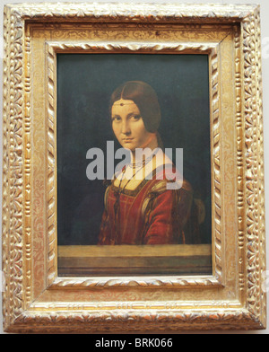 La Belle Ferronière, ch. 1490-95, portrait d'une dame de la Cour de Milan -- par Leonardo da Vinci : 1452-1519 : italien Banque D'Images