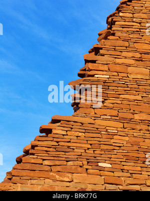 Détail du mur dans l'ancien village Pueblo Bonito dans le Chaco Canyon, New Mexico, USA Banque D'Images