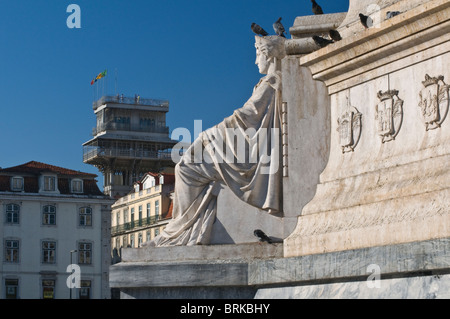 Vue de l'ascenseur de Santa Justa, place Rossio de Lisbonne Portugal Banque D'Images