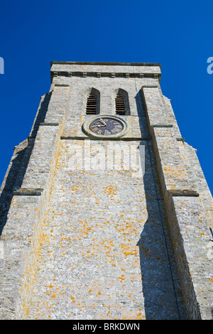 Église de la Sainte Trinité (détail de la tour), Salcombe, Devon. Angleterre, Royaume-Uni Banque D'Images