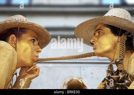 Street artiste mime sin Cracovie - Pologne Banque D'Images