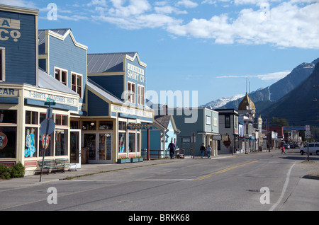 Boutiques sur Broadway Skagway le passage de l'intérieur de l'Alaska États-Unis Banque D'Images