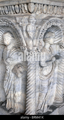 Détail de l'ancienne cité romaine tombe, Camposanto Monumentale, Pise, Italie Banque D'Images