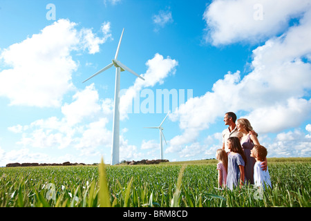 Family éoliennes Banque D'Images