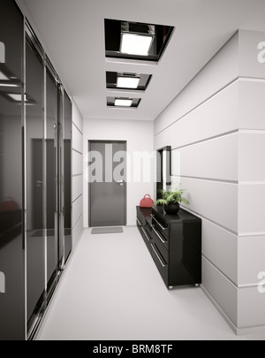 Intérieur du hall d'entrée moderne en appartement 3D render Banque D'Images