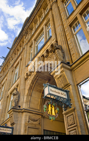 Leipzig Allemagne Auerbachs Keller Auerbach's cellar Méphistophélès prend Faust dans une taverne, Johann Wolfgang von Goethe Banque D'Images