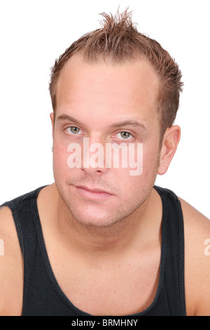 Homme adulte headshot portrait over white Banque D'Images