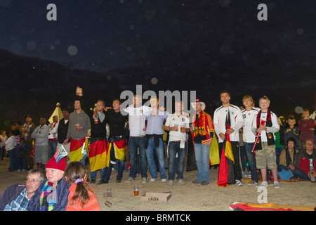 Les supporters de football allemand au ventilateur Nelspruit parc en 2010 Coupe du Monde de soccer de la FIFA en Afrique du Sud Banque D'Images