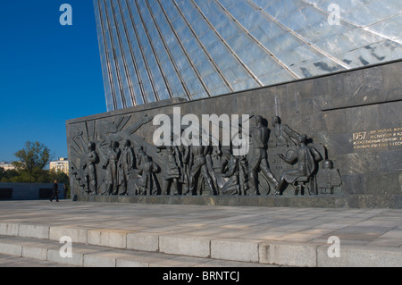 Monument commémoratif de cosmonaute à l'Conqueors "de l'espace des expositions VDNKh" près de Moscou Russie Banque D'Images