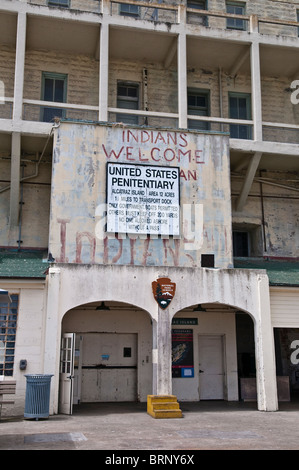 Zone d'arrivée de l'île-prison d'Alcatraz, San Francisco, California, USA Banque D'Images