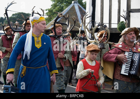 L'Abbé Bromley Horn Dance, Staffordshire, Angleterre Banque D'Images