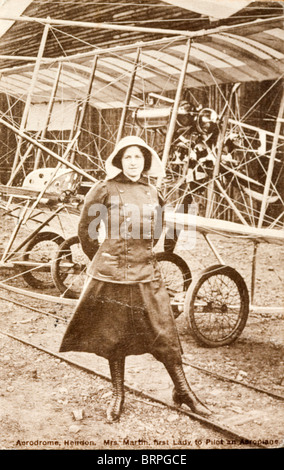 Portrait de l'aviation au début. Mme Martin à partir de 1911. Vu ici à l'Aérodrome de Hendon. Banque D'Images