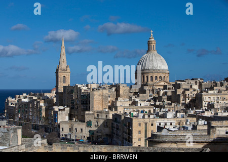 Vue sur St Pauls Church, La Valette, Malte, Europe Banque D'Images