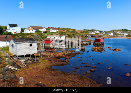 Étapes de la pêche et des bâtiments de Durrell, près de Twillingate, Terre-Neuve, Canada. Banque D'Images