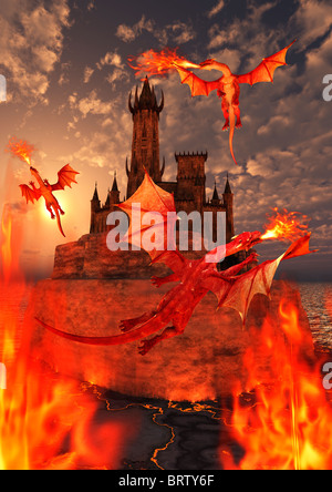 Hells Angels... Dragons de feu. Banque D'Images