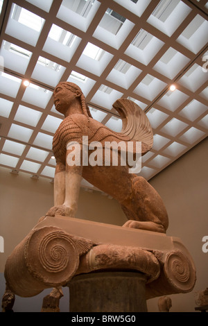 Le Sphinx de Naxos, à l'intérieur du musée de Delphes, Banque D'Images