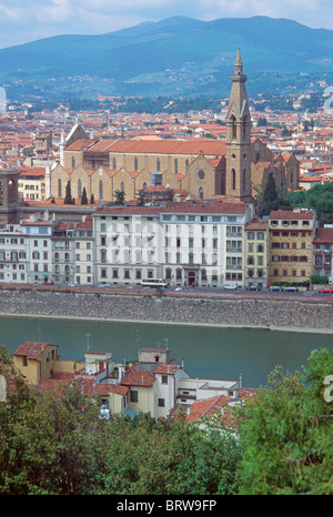 Panorama avec l'Arno, Florence, Toscane, Italie, Europe Banque D'Images