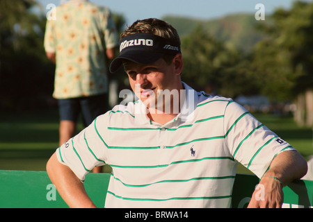 England's Luke Donald domine le parcours ouvert pendant une ronde de pratique avant le Sony Open 2005 à Hawaii. Banque D'Images