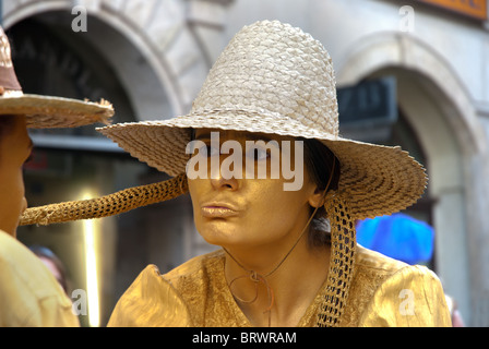 Street artiste mime sin Cracovie - Pologne Banque D'Images